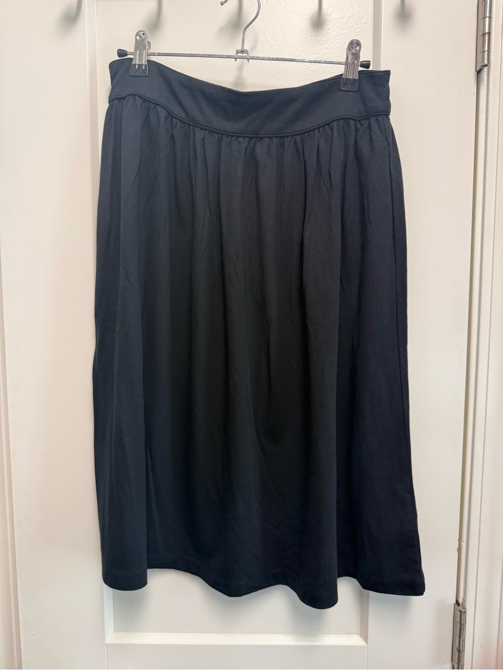Boden Black Gathered-Waist Midi Skirt